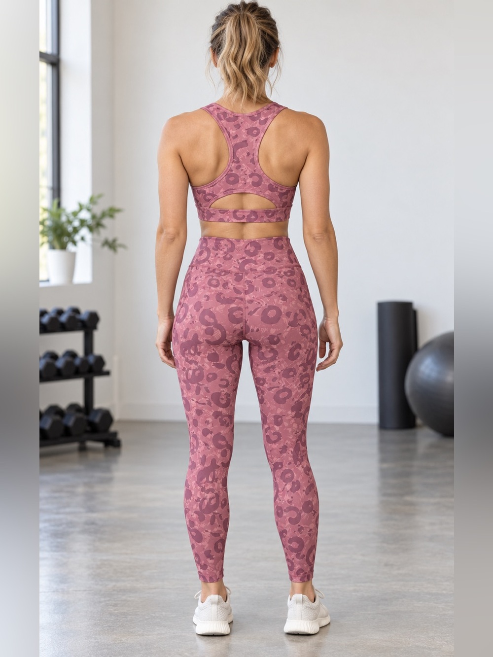 Body Glove M Pink Leopard Sports Bra High Rise Pocket Leggings Set NWT - Picture 2 of 13